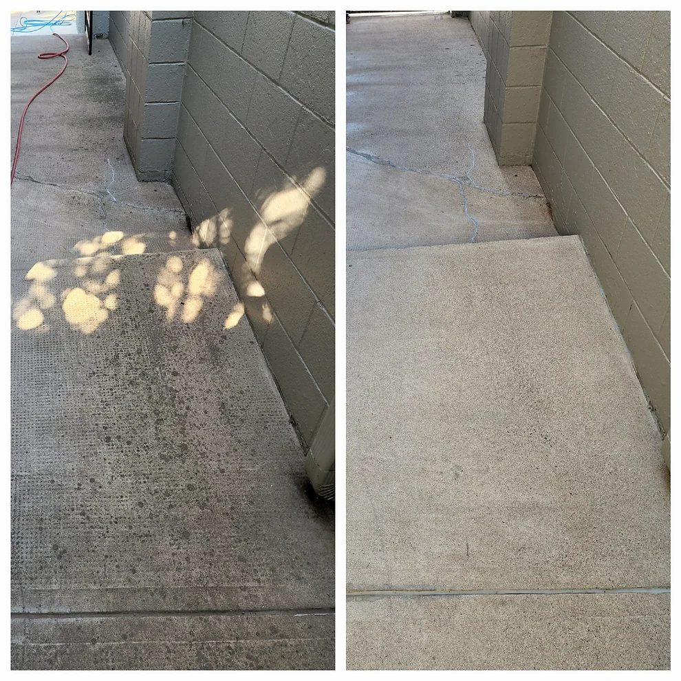 Walkway before and after cleaning